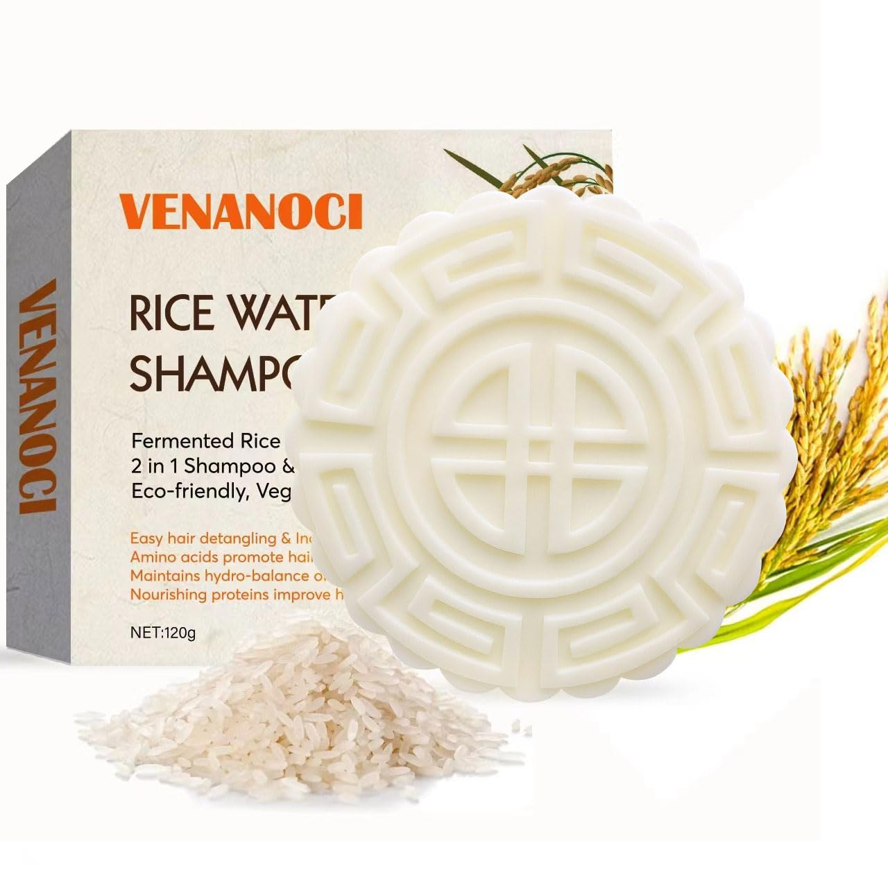 Rice Water For Hair Growth Shampoo Bar, 2 In 1 Fermented Rice Water Shampoo And Conditioner Bar For Hair Growth, Vegan Origin Growth Anti Hair Loss Rice Water Shampoo Bar, Solid Rice Bar Soap For Hair Growth All-Natural